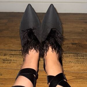 The Attico Feathered Strappy Heels